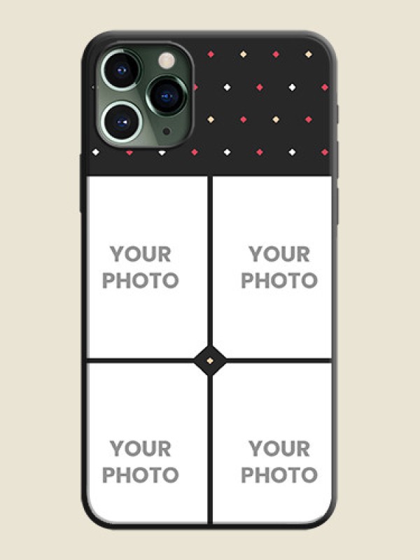 Custom Multicolor Dotted Pattern with 4 Image Holder on Space Black Custom Soft Matte Phone Cases - iPhone 11 Pro - alternate view