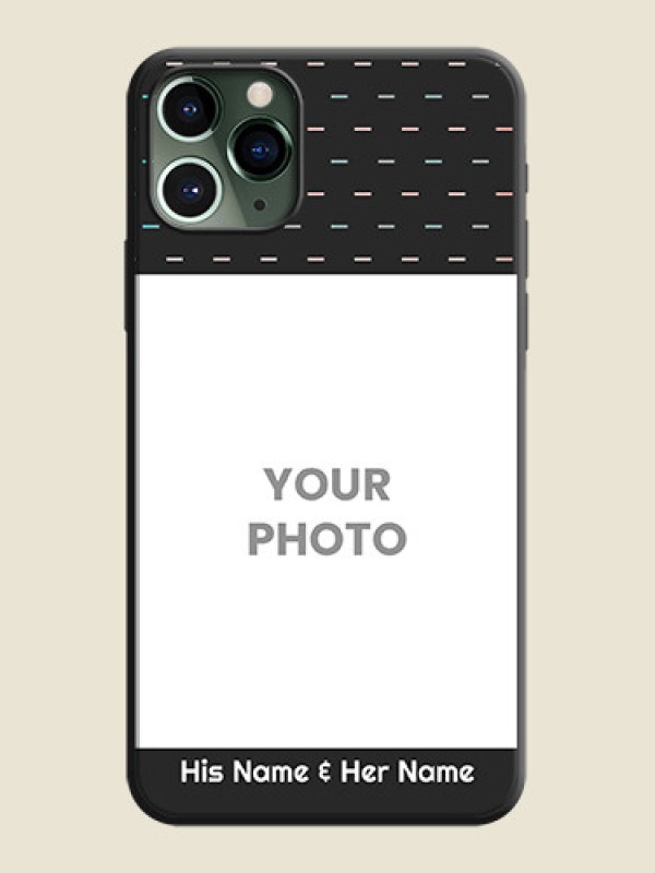 Custom Line Pattern Design with Text on Space Black Custom Soft Matte Phone Back Cover - iPhone 11 Pro - alternate view