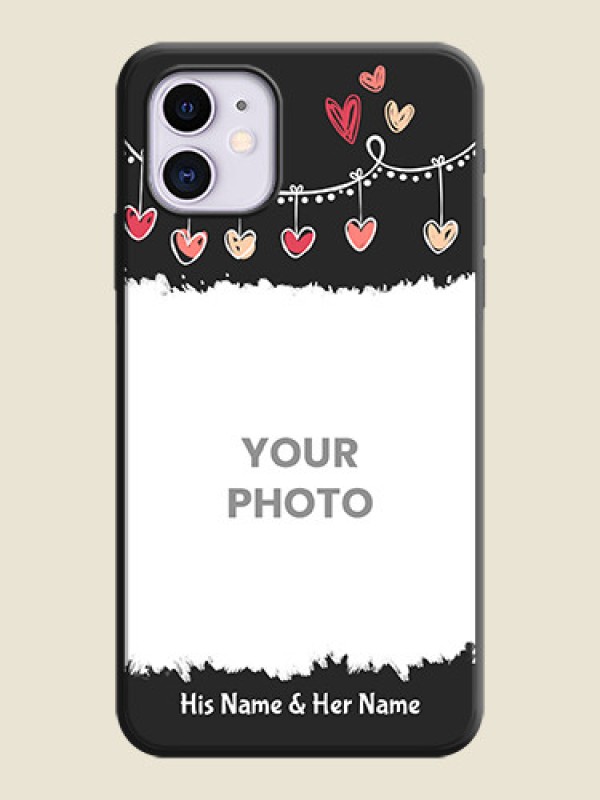 Custom Pink Love Hangings with Name on Space Black Custom Soft Matte Phone Cases - iPhone 11 - alternate view