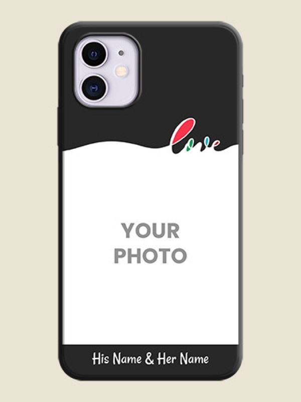 Custom Fall in Love Pattern with Picture - Photo on Space Black Soft Matte Mobile Case - iPhone 11 - alternate view