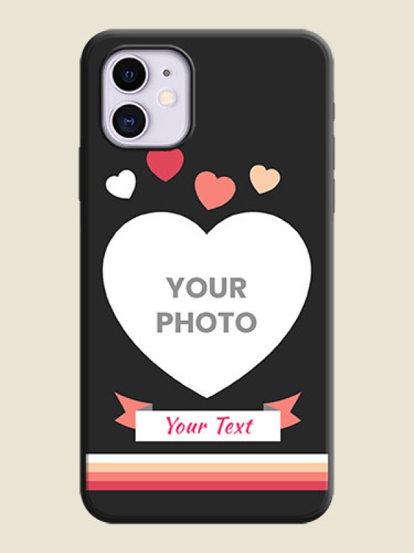Custom Love Shaped Photo with Colorful Stripes on Personalised Space Black Soft Matte Cases - iPhone 11 - alternate view