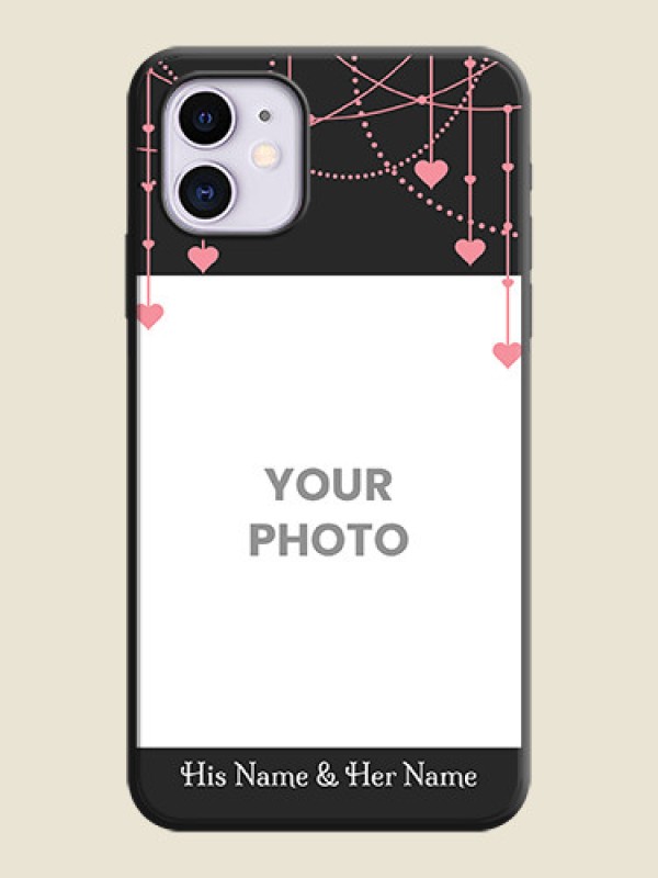 Custom Pink Love Hangings with Text on Space Black Custom Soft Matte Back Cover - iPhone 11 - alternate view
