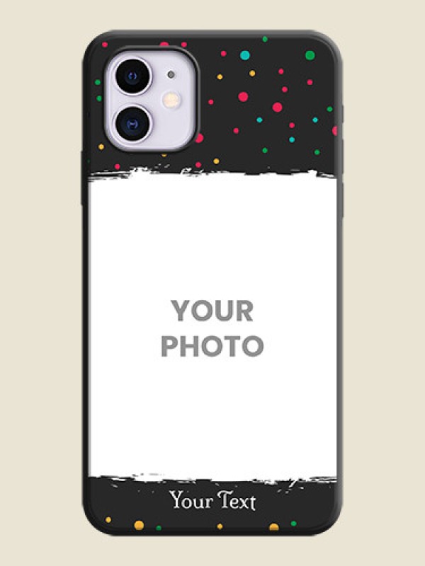 Custom Multicolor Dotted Pattern with Text on Space Black Custom Soft Matte Phone Back Cover - iPhone 11 - alternate view