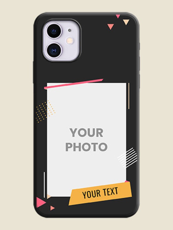 Custom Photo Frame with Triangle Small Dots - Photo on Space Black Soft Matte Back Cover - iPhone 11 - alternate view