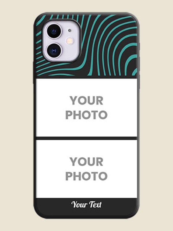 Custom Wave Pattern with 2 Image Holder on Space Black Personalized Soft Matte Phone Covers - iPhone 11 - alternate view