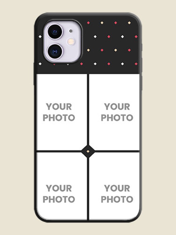 Custom Multicolor Dotted Pattern with 4 Image Holder on Space Black Custom Soft Matte Phone Cases - iPhone 11 - alternate view