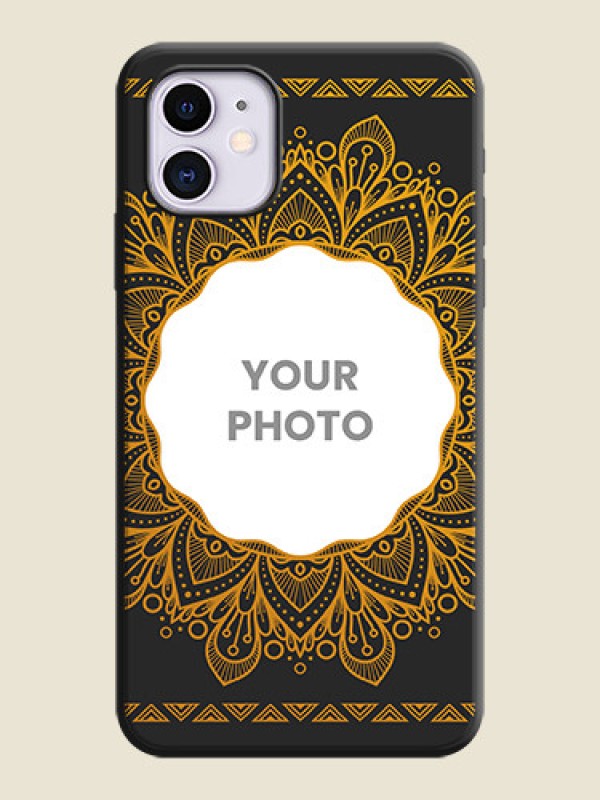 Custom Round Image with Floral Design - Photo on Space Black Soft Matte Mobile Cover - iPhone 11 - alternate view