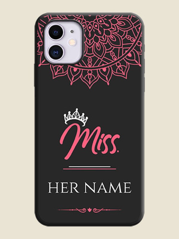 Custom Mrs Name with Floral Design on Space Black Personalized Soft Matte Phone Covers - iPhone 11 - alternate view
