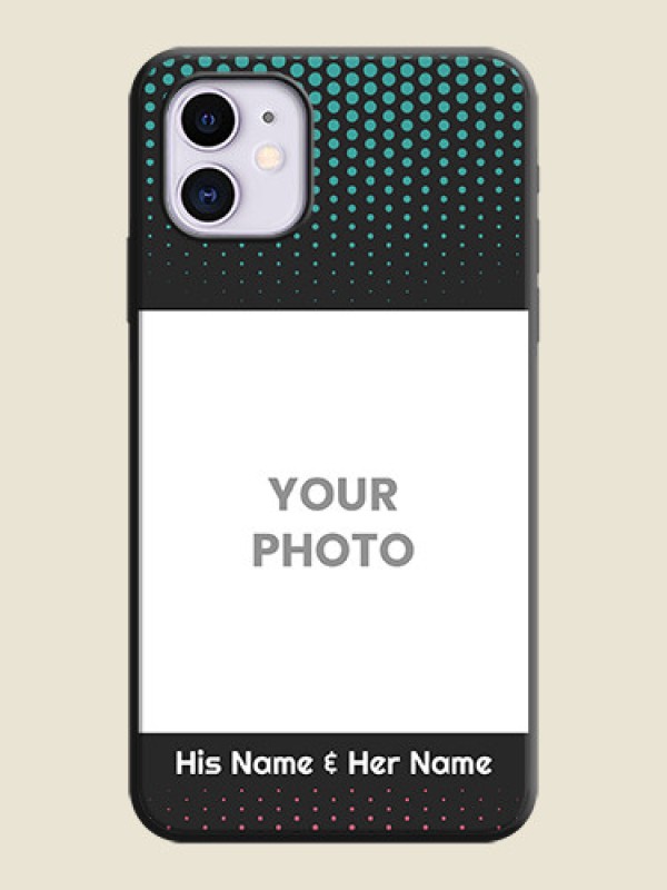 Custom Faded Dots with Grunge Photo Frame and Text on Space Black Custom Soft Matte Phone Cases - iPhone 11 - alternate view