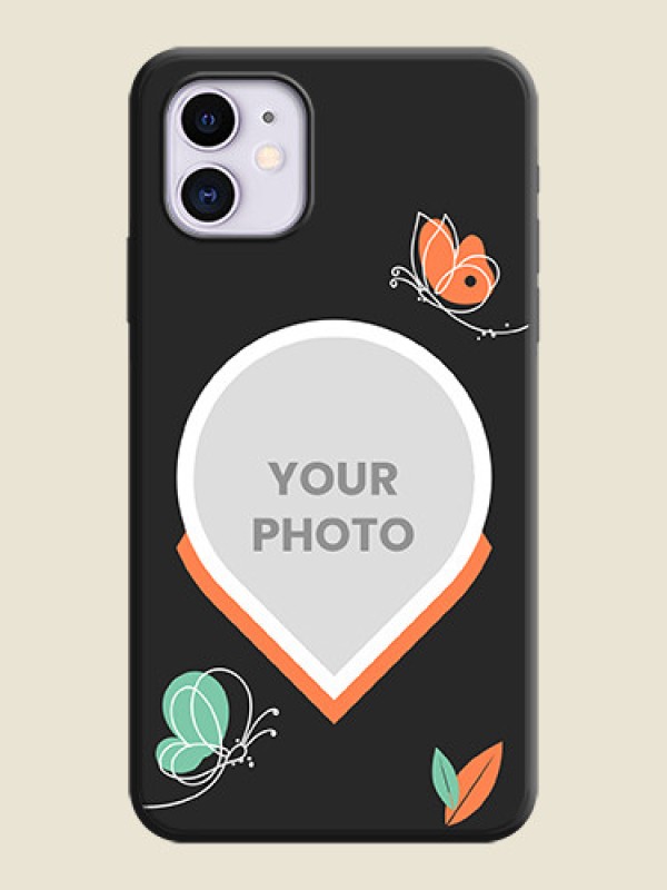 Custom Upload Pic With Simple Butterly Design On Space Black Personalized Soft Matte Phone Covers -Apple Iphone 11 - alternate view