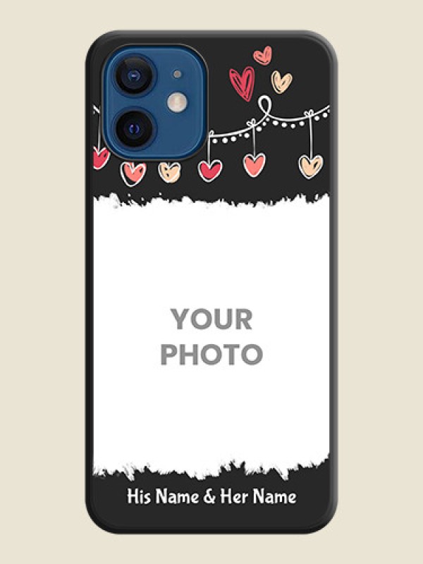 Custom Pink Love Hangings with Name on Space Black Custom Soft Matte Phone Cases - iPhone 12 Mini - alternate view