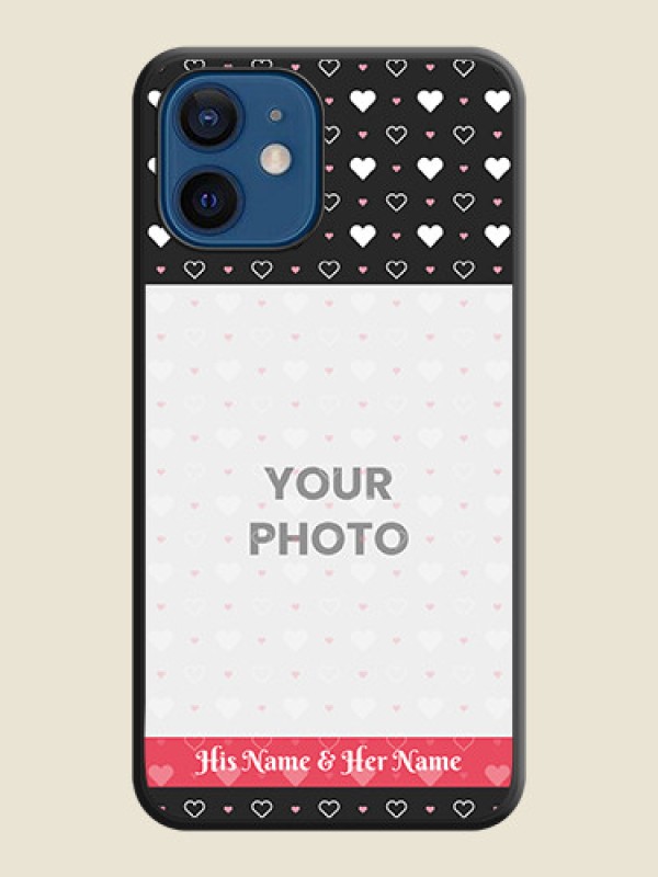Custom White Color Love Symbols with Text Design on Photo on Space Black Soft Matte Phone Cover - iPhone 12 Mini - alternate view