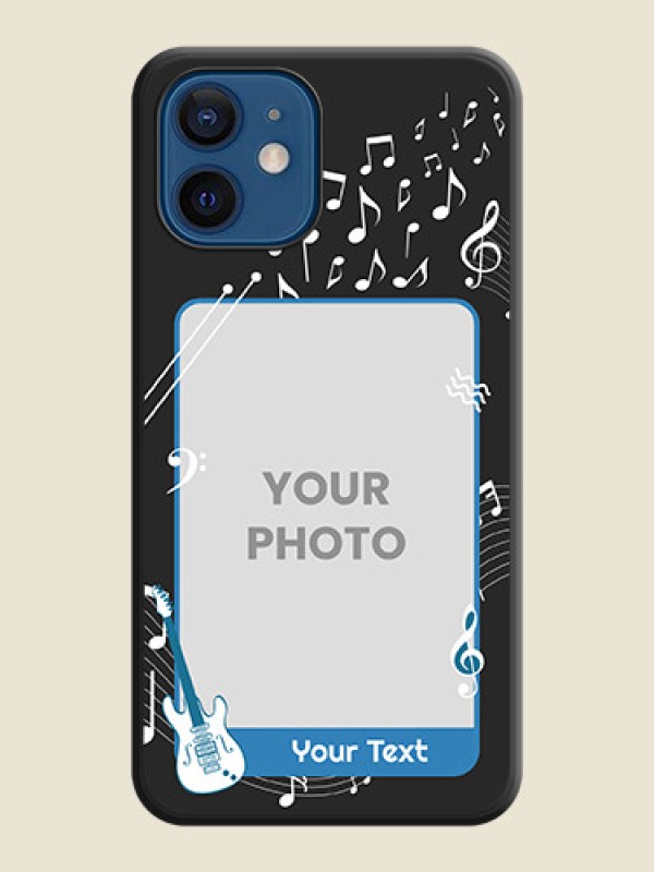 Custom Musical Theme Design with Text on Photo on Space Black Soft Matte Mobile Case - iPhone 12 Mini - alternate view