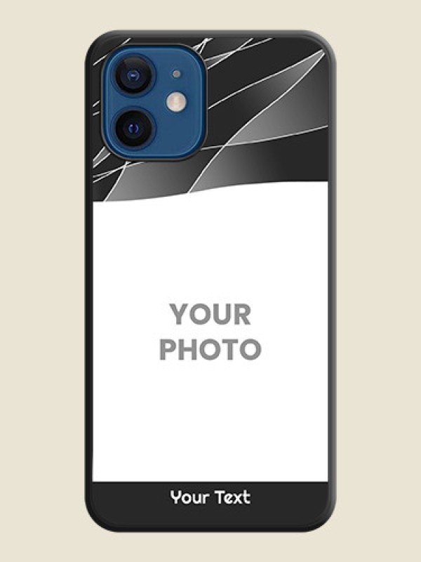 Custom Mixed Wave Lines on Photo on Space Black Soft Matte Mobile Cover - iPhone 12 Mini - alternate view