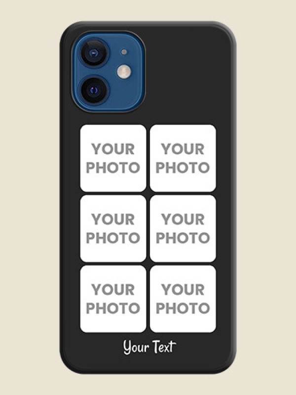 Custom Floral Art with 6 Image Holder on Photo on Space Black Soft Matte Mobile Case - iPhone 12 Mini - alternate view