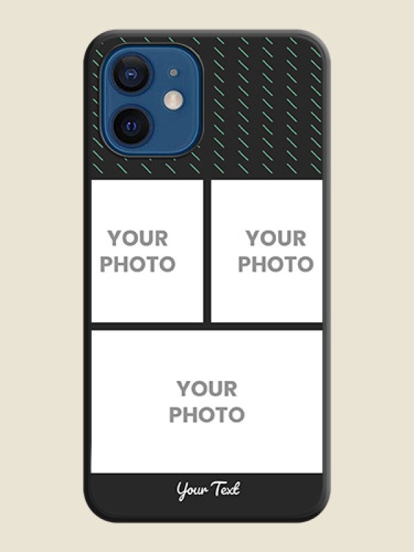 Custom Cross Dotted Pattern with 2 Image Holder  on Personalised Space Black Soft Matte Cases - iPhone 12 Mini - alternate view