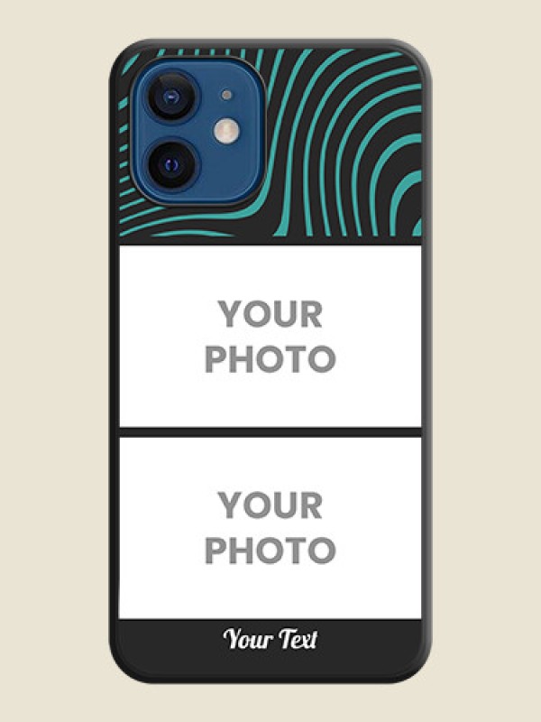 Custom Wave Pattern with 2 Image Holder on Space Black Personalized Soft Matte Phone Covers - iPhone 12 Mini - alternate view