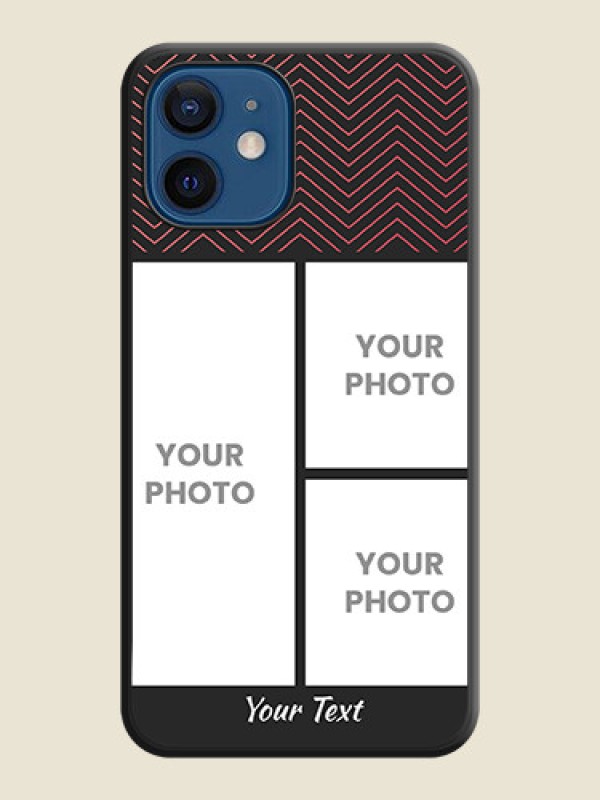 Custom Wave Pattern with 3 Image Holder on Space Black Custom Soft Matte Back Cover - iPhone 12 Mini - alternate view