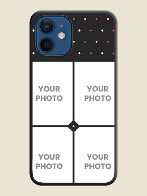 Custom Multicolor Dotted Pattern with 4 Image Holder on Space Black Custom Soft Matte Phone Cases - iPhone 12 Mini - alternate view