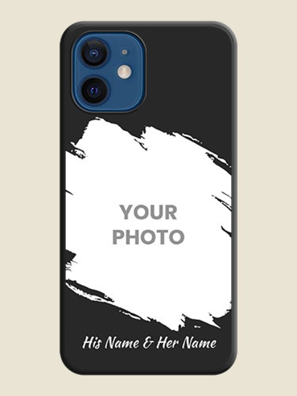Custom Grunge Brush Strokes on Photo on Space Black Soft Matte Back Cover - iPhone 12 Mini - alternate view