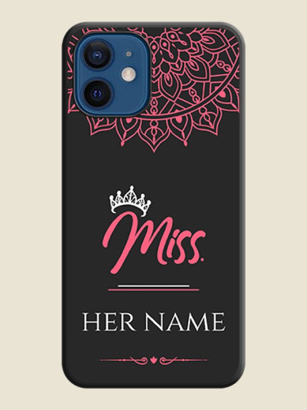 Custom Mrs Name with Floral Design on Space Black Personalized Soft Matte Phone Covers - iPhone 12 Mini - alternate view