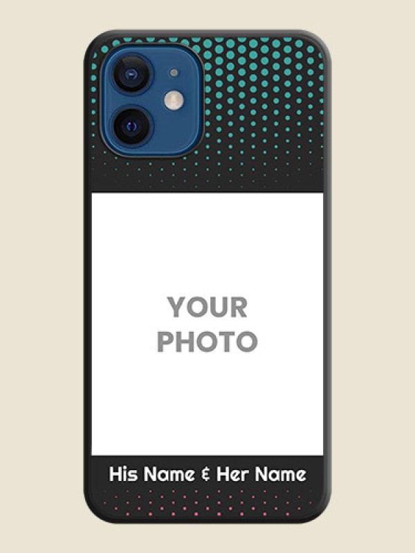 Custom Faded Dots with Grunge Photo Frame and Text on Space Black Custom Soft Matte Phone Cases - iPhone 12 Mini - alternate view