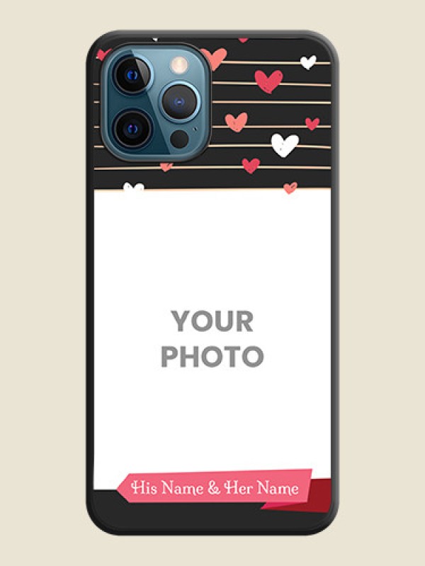 Custom Love Pattern with Name on Pink Ribbon  on Photo on Space Black Soft Matte Back Cover - iPhone 12 Pro Max - alternate view