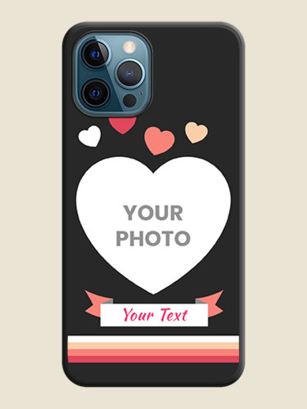 Custom Love Shaped Photo with Colorful Stripes on Personalised Space Black Soft Matte Cases - iPhone 12 Pro Max - alternate view