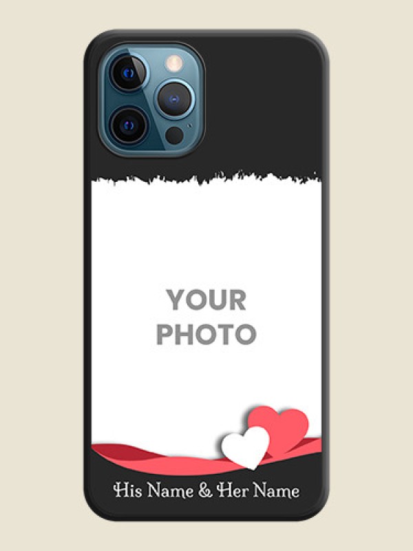 Custom Pin Color Love Shaped Ribbon Design with Text on Space Black Custom Soft Matte Phone Back Cover - iPhone 12 Pro Max - alternate view