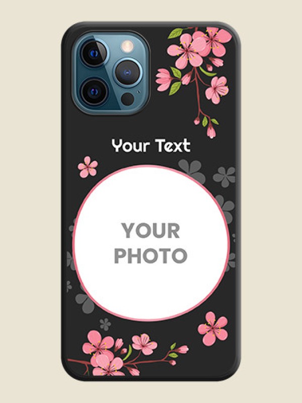 Custom Round Image with Pink Color Floral Design on Photo on Space Black Soft Matte Back Cover - iPhone 12 Pro Max - alternate view