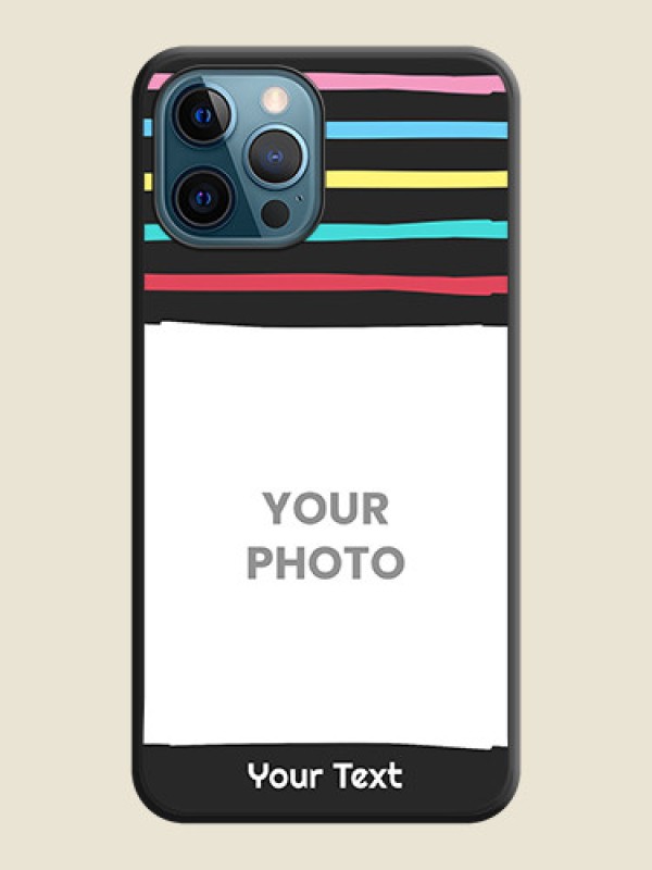 Custom Multicolor Lines with Image on Space Black Personalized Soft Matte Phone Covers - iPhone 12 Pro Max - alternate view