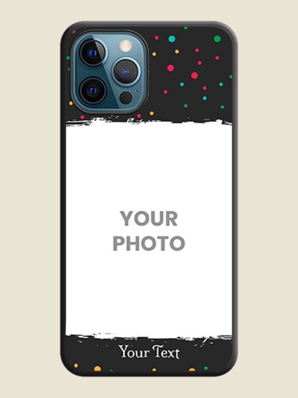 Custom Multicolor Dotted Pattern with Text on Space Black Custom Soft Matte Phone Back Cover - iPhone 12 Pro Max - alternate view