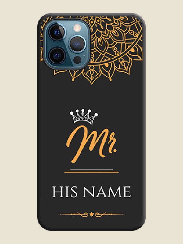 Custom Mr Name with Floral Design  on Personalised Space Black Soft Matte Cases - iPhone 12 Pro Max - alternate view