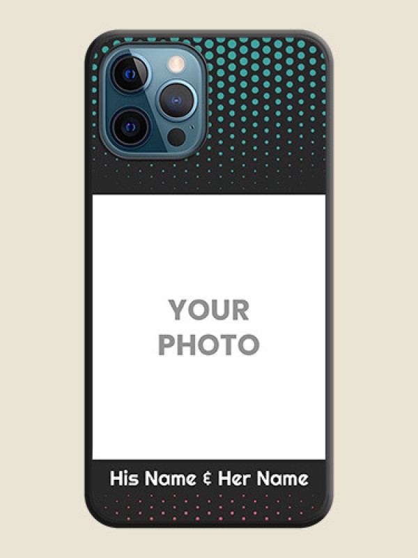 Custom Faded Dots with Grunge Photo Frame and Text on Space Black Custom Soft Matte Phone Cases - iPhone 12 Pro Max - alternate view
