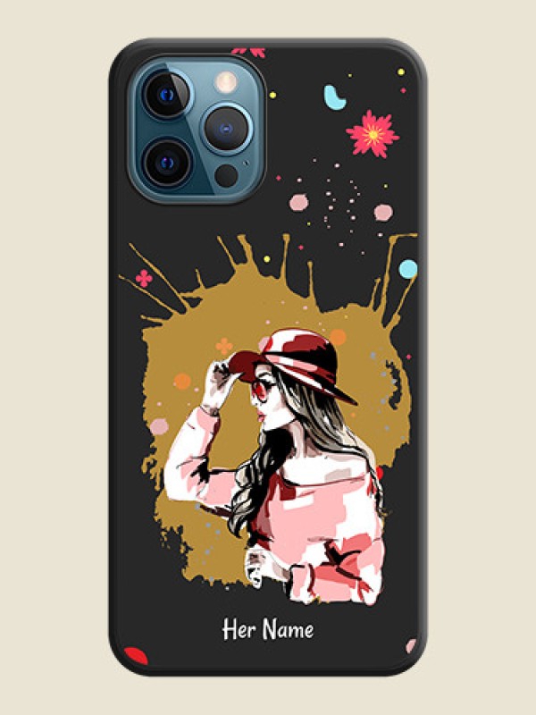 Custom Mordern Lady With Color Splash Background With Custom Text On Space Black Personalized Soft Matte Phone Covers -Apple Iphone 12 Pro Max - alternate view