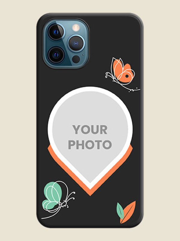 Custom Upload Pic With Simple Butterly Design On Space Black Personalized Soft Matte Phone Covers -Apple Iphone 12 Pro Max - alternate view
