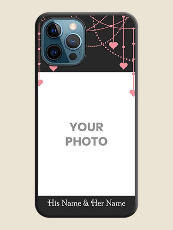 Custom Pink Love Hangings with Text on Space Black Custom Soft Matte Back Cover - iPhone 12 Pro - alternate view