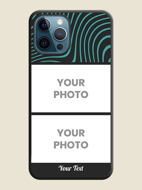 Custom Wave Pattern with 2 Image Holder on Space Black Personalized Soft Matte Phone Covers - iPhone 12 Pro - alternate view