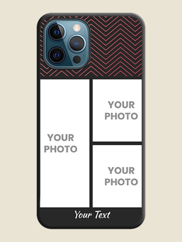 Custom Wave Pattern with 3 Image Holder on Space Black Custom Soft Matte Back Cover - iPhone 12 Pro - alternate view