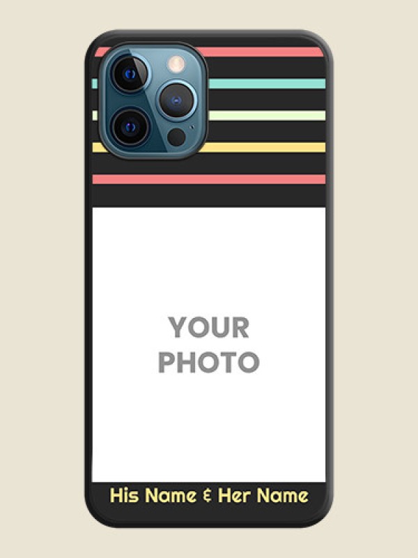 Custom Color Stripes with Photo and Text on Photo on Space Black Soft Matte Mobile Case - iPhone 12 Pro - alternate view