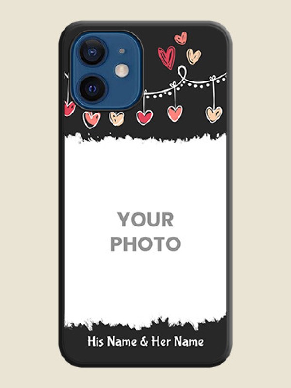 Custom Pink Love Hangings with Name on Space Black Custom Soft Matte Phone Cases - iPhone 12 - alternate view