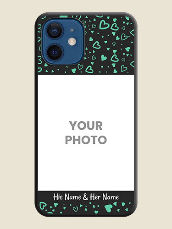 Custom Sea Green Indefinite Love Pattern on Photo on Space Black Soft Matte Mobile Cover - iPhone 12 - alternate view