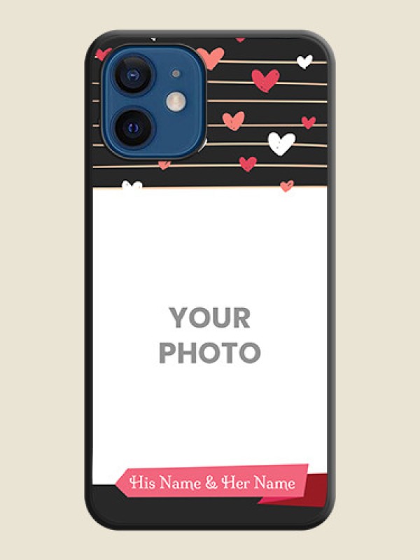 Custom Love Pattern with Name on Pink Ribbon  on Photo on Space Black Soft Matte Back Cover - iPhone 12 - alternate view