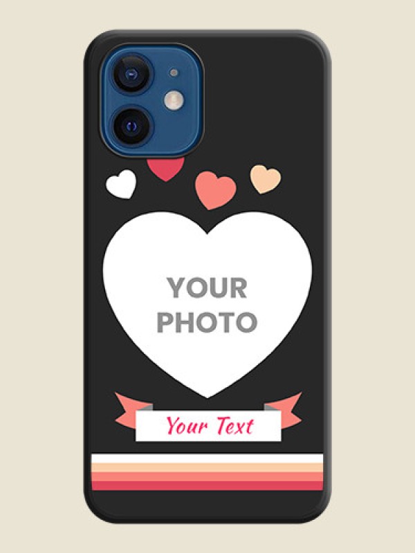 Custom Love Shaped Photo with Colorful Stripes on Personalised Space Black Soft Matte Cases - iPhone 12 - alternate view