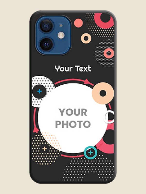 Custom Multicoloured Round Image on Personalised Space Black Soft Matte Cases - iPhone 12 - alternate view