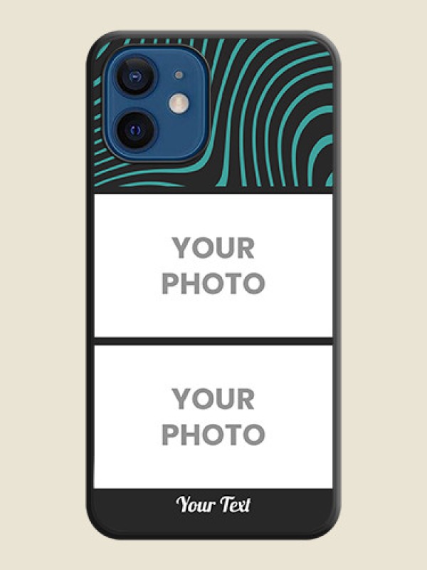 Custom Wave Pattern with 2 Image Holder on Space Black Personalized Soft Matte Phone Covers - iPhone 12 - alternate view