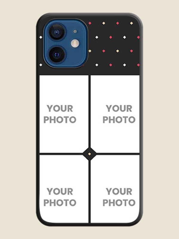 Custom Multicolor Dotted Pattern with 4 Image Holder on Space Black Custom Soft Matte Phone Cases - iPhone 12 - alternate view