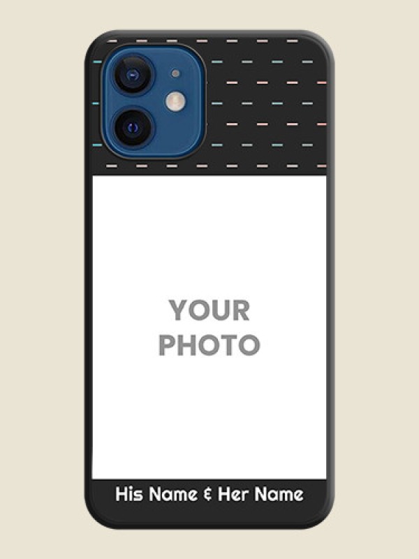 Custom Line Pattern Design with Text on Space Black Custom Soft Matte Phone Back Cover - iPhone 12 - alternate view