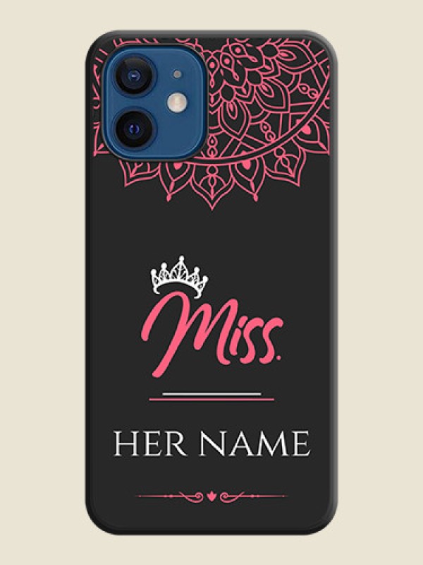 Custom Mrs Name with Floral Design on Space Black Personalized Soft Matte Phone Covers - iPhone 12 - alternate view