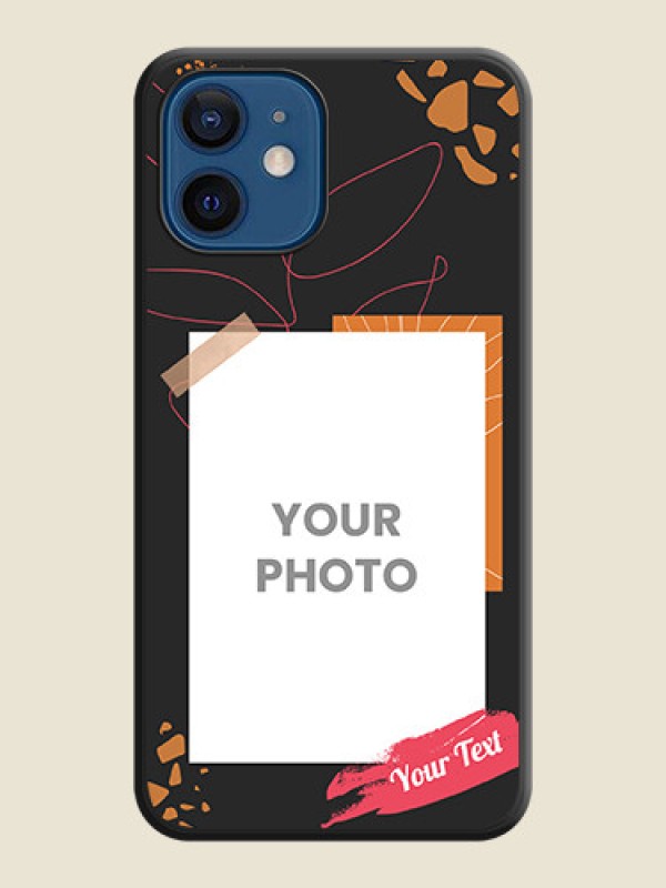 Custom Orange Photo Frame on Space Black Custom Soft Matte Phone Back Cover - iPhone 12 - alternate view
